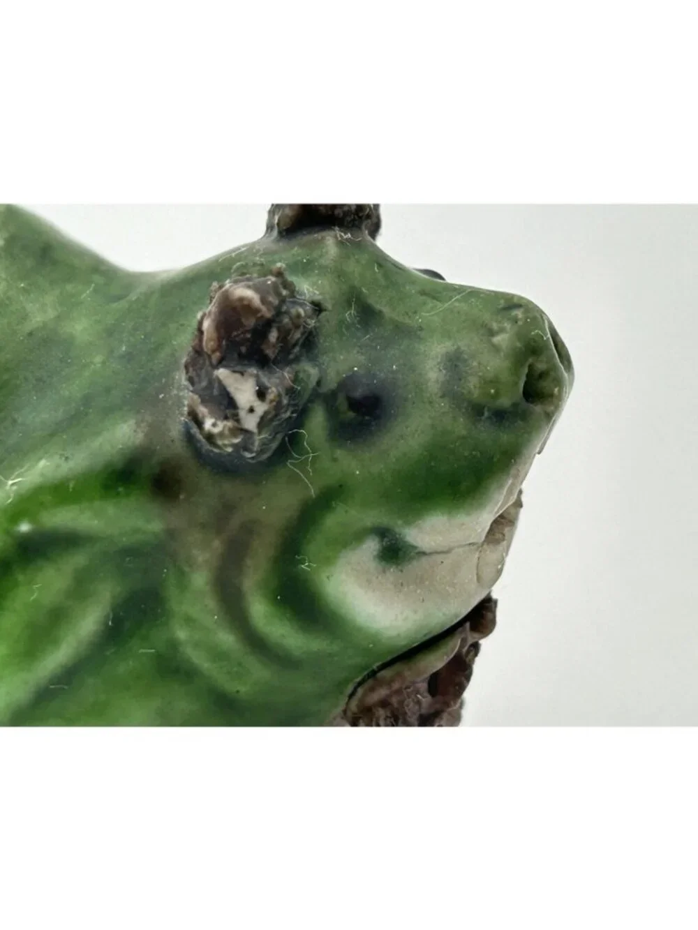 Antique Chinese Foo Dog Famille Verte Dog Miniature Figurine Hand Carved Stone